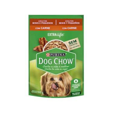 Imagem de Ração Úmida DOG CHOW Cães Adultos Minis e Pequenos Carne 100g com 4 un