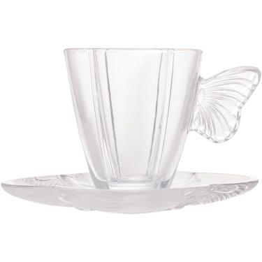 Imagem de Conjunto 4 Xícaras de Chá de Vidro com Pires Butterfly 180ml 29272 - Wolff