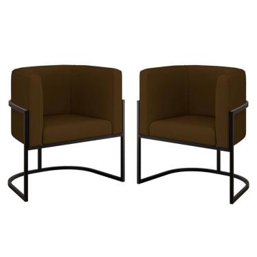Imagem de Kit 2 Cadeiras Poltrona Lua Corino Preto Balaqui Marrom