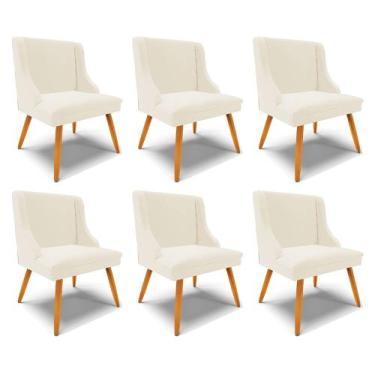 Imagem de Kit 6 Cadeiras Decorativas Sala de Jantar Pés Palito de Madeira Firenz