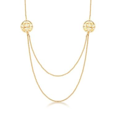 Imagem de Corrente Com Pingentes Redondos e Zircônias 55 cm - Cor: Banhado a Ouro