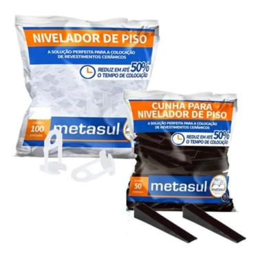 Imagem de Kit 1000 Nivelador Clips Piso Porcelanato + 200 Cunhas Metasul, Branco