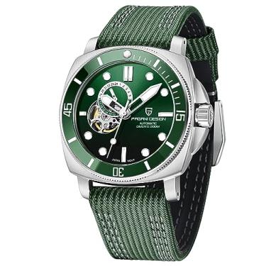 Imagem de Pagani Design Tourbillon Relógios de pulso mecânicos masculinos, relógio automático, mostrador esqueleto, casual, esportivo, pulseira de couro de nylon, Verde, Casual