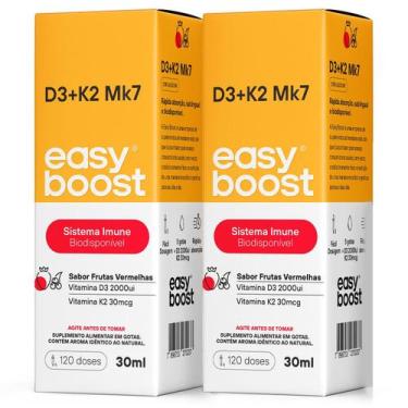 Imagem de Vitamina D3 2000ui K2 Mk7 30mcg Easy Boost 60ml Kit 2x