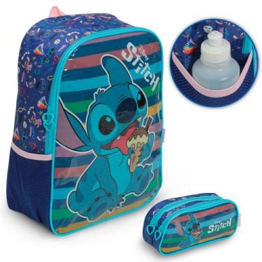 Imagem de Kit Mochila Infantil de Costas Stitch Tam G Passeio Escola - Plike