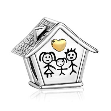 Imagem de MiiFort Pingente Happy Family House para pulseiras, colares, pingentes, mulheres, filha, irmã, mãe, aniversário, Natal, aniversário, Metal, Zircônia cúbica
