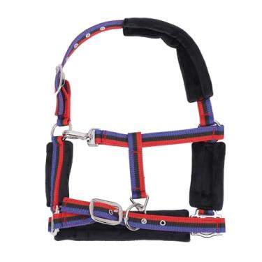 Imagem de Cabrestos de Cavalo Ajustáveis, Queixo Acolchoado Confortável de Nylon e Cabresto de Pressão na Garganta para Treinamento Equestre (Grande Adequado para 1,35-1,65 m / 4,4-5,4