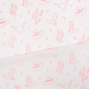 Imagem de Hi Sasara 30 folhas de papel de seda rosa vaqueira ocidental a granel, 51 x 71 cm, chapéu de cowboy ocidental e botas de cowboy papel de seda para sacolas de presente, papel de seda de vaca rosa para