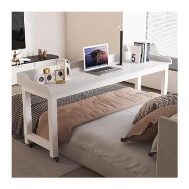 Imagem de LICONG-2019 Mesa de mesa de computador móvel, mesa de cabeceira móvel, mesa de cabeceira para casa, pequena, mesa ajustável para computador, mesa de computador móvel sobre rodas