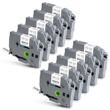 Imagem de UniPlus Pacote com 10 fitas de substituição para etiquetas Ptouch compatível com fita Tz 12 mm 0,47 polegadas laminada trabalho com Brother P Touch PT-D210 PT-H110 PT-D400 PT-D600 PT-1230PC PT-1280