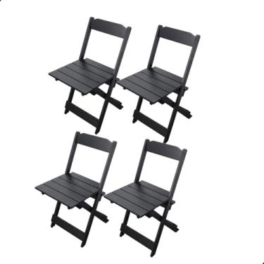 Imagem de 4 Cadeiras Dobráveis Madeira Maciça Itaúba Bar Area De Lazer (Preto)