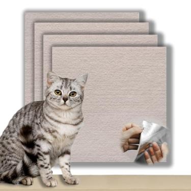 Imagem de PetBoutiSEL Tapete para arranhar gatos bege, 30,5 x 30,5 cm, tapete horizontal para arranhar o chão para gatos com fitas adesivas, protege o sofá e os tapetes