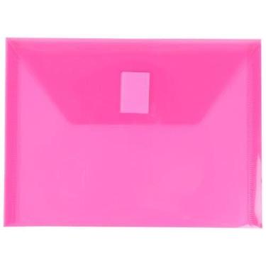 Imagem de JAM PAPER Envelopes de plástico com fecho de gancho e laço - Índice - 13,5 x 19,5 cm - rosa fúcsia - pacote com 3