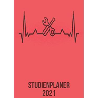 Imagem de Studienplaner 2021: Wochenplaner zum notieren, organisieren und planen DIN A4. Kalender/Terminkalender/Monats- / Tagesübersicht/Kontakt- / ... / Mechaniker Schrauber heartbeat herzschlag