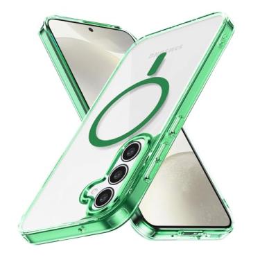 Imagem de Lunivop Capa rígida para Samsung Galaxy S24 FE 5G [compatível com Magsafe] Capa magnética resistente a amarelamento transparente para S 24 FE 17.0 cm 2024 Rugged Best Phone Cases Green
