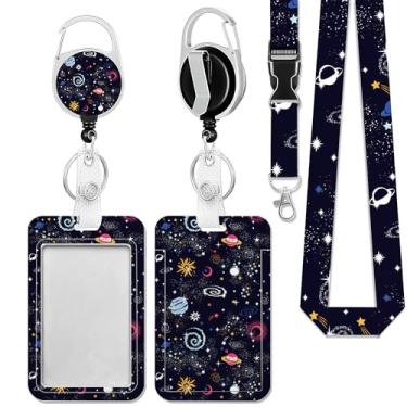 Imagem de Colhedores de constelação de galáxia espacial para crachás de identificação, suporte de crachá com cordão separável, cordão de crachá com clipe retrátil de carretel, professoras médicas funcionários