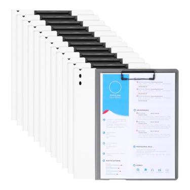Imagem de PATIKIL 23,5 x 32 cm, 12 pastas de apresentação com clipe forte, capacidade de 100 folhas, pasta de currículo para arquivos de documentos, bege (estilo vertical)