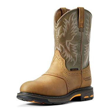 Imagem de ARIAT BMVY9 WorkHog Bota de trabalho masculina impermeável casca envelhecida/verde militar 42 estreita, Casco envelhecido/Verde militar, 42