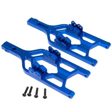 Imagem de Braço de suspensão 5132R compatível com Traxxas 1/10 T-Maxx E-Maxx Upgrade RC Car Suspensão inferior A Arms Peça de liga de alumínio (azul)