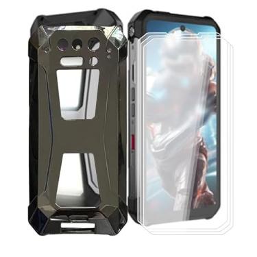 Imagem de AQGGIIXY Capa de telefone para Unihertz 8849 Tank 2 Pro (6,7 polegadas), com 3 películas de vidro temperado, ultrafina, preta, macia, amortecedora, antiarranhões, à prova de choque para Unihertz 8849