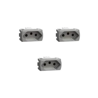 Imagem de Kit 3 Modulos Tomada 20A Cor Alumínio Miluz S3B70352 Schneider
