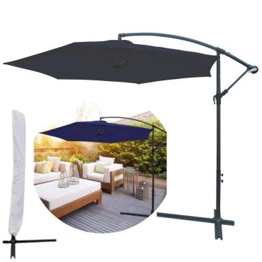 Imagem de Ombrelone Guarda Sol Grande Lateral 3 Metros Importway IWOBLC3 Azul com Capa