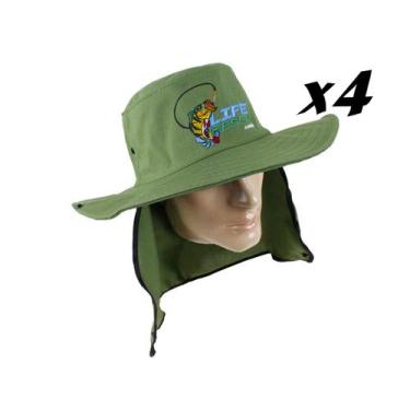 Imagem de Kit 4 Chapéus Com Protetor De Nuca LIFE PESCA - Várias Cores, Verde mu
