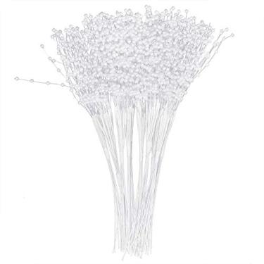 Imagem de 100pcs pérolas bastões de barbante, buquês de pérolas artificiais acessórios de decoração de diy abs (Branco)