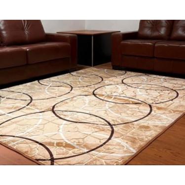 Imagem de Tapete Geométrico, Padrão Ati-Derrapante, Tecido Macio 1.5 por 2.00 MT (BEGE)