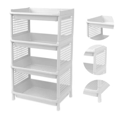 Imagem de Prateleira Estante De Plástico 4 Andares Multiuso Desmontável 40x28x70cm Elloplas - Branco