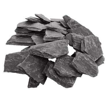 Imagem de MUXHEL Rochas de ardósia natural de 7,6 a 12 cm para répteis, pedras de ardósia neutra de PH, rochas de tanque de répteis pretos para decoração de tanques, aquários, modelo de paisagismo (4 kg)