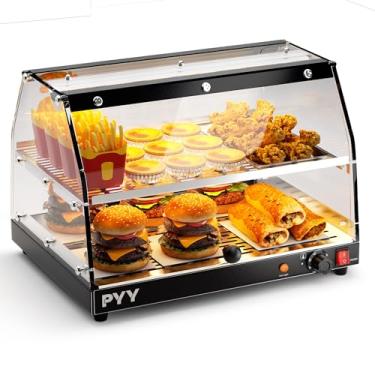 Imagem de PYY Expositor De Alimentos Aquecidos Comerciais - Expositor De Alimentos Aquecidos Ajustáveis De 2 Níveis, Bancada Com Iluminação Led Para Pizza, Doces, Hambúrgueres E Muito Mais, Ideal Para Exposiç