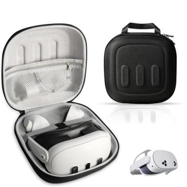 Imagem de OPTOSLON Q3S Estojo Rígido De Transporte Para Fone De Ouvido Meta Quest 3/Quest 3S Vr, Controle De Toque, Alça De Tecido Original E Acessórios, Ideal Para Viagens E Armazenamento Doméstico Com Prote