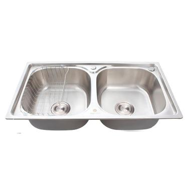 Imagem de Cuba Dupla Gourmet Cozinha Aço Inox 304 com Acessórios 78x43cm Inox