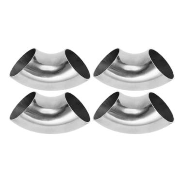 Imagem de Motoforti 4 peças 90 graus mandril curva cotovelo carro modificado tubo de escape tubulação 5.1 cm espessura OD 1,0 mm/19GA 51x120x1,0 mm 304 aço inoxidável tom prata