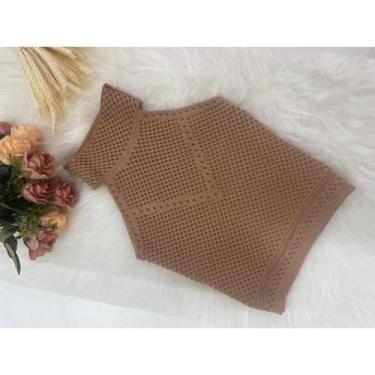 Imagem de Blusinha Cropped Regata Frente Única Feminina Gola Alta Garrafinha Com