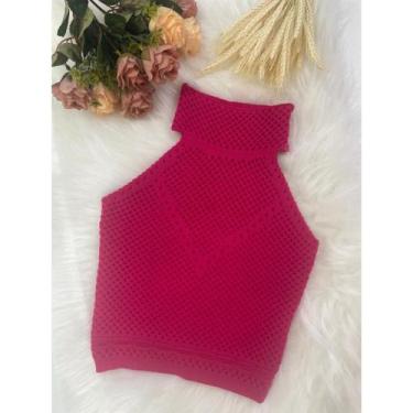 Imagem de Blusinha Cropped Regata Frente Única Feminina Gola Alta Garrafinha Com