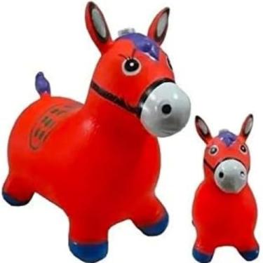 Imagem de Cavalinho Pula Pula Infantil Grande com Som e Luzes, Inflável, Borracha Resistente- QH Shopp (Vermelho, 0)