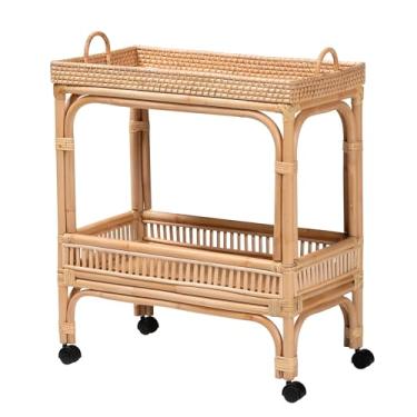 Imagem de bali & pari Carrinho de vinho Lombok, 2 prateleiras, marrom natural