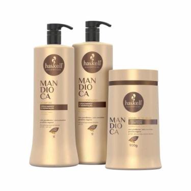 Imagem de Kit Mandioca Haskell Shampoo e Condicionador 1l Máscara 900g