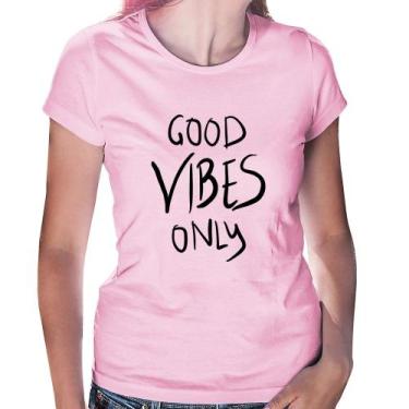 Imagem de Baby Look Good Vibes Only - Foca na Moda, Rosa bebê, P