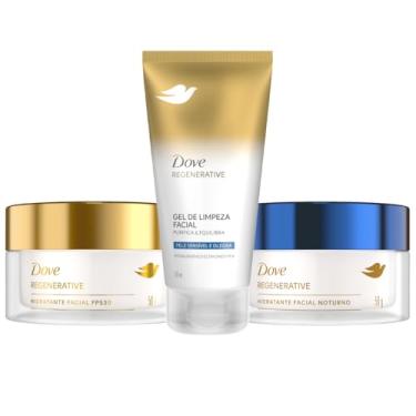 Imagem de Kit Dove Regenerative Gel de Limpeza Facial Pele Oleosa e Sensível 150ml + Hidratante Diurno FPS 30 50g + Hidratante Noturno 50g (3 Produtos)