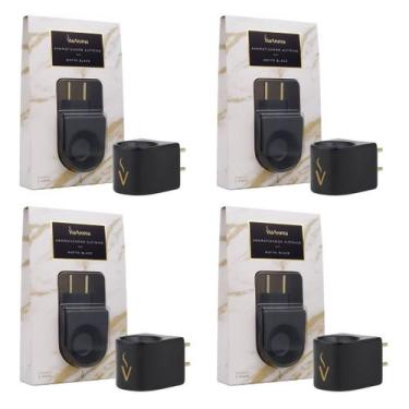 Imagem de Kit 4 Aromatizador Difusor Elétrico Porcelana Via Aroma Bivolt, Preto