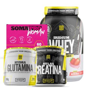Imagem de Kit Whey Concentrado +  Soma pro Woman + Creatina 90g + Glutamina 150 