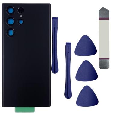 Imagem de CaoXiong Capa de vidro traseira para Galaxy S22 Ultra 5G com lente de vidro da câmera e peças de fita de substituição para Samsung Galaxy S22 Ultra 5G 17.3 cm 5,135.9 cm SM-S908 + ferramentas (preto)