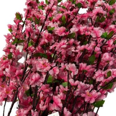 Imagem de 10 Galho Flor Cerejeira Cor Rosa Artificial 1,20m Planta Haste - MD