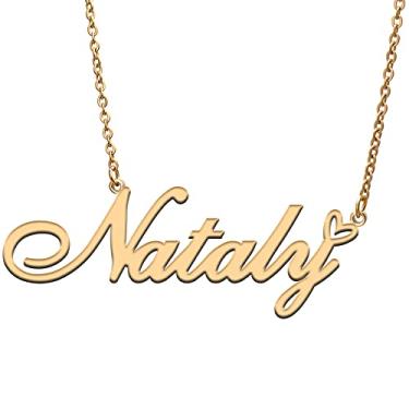 Imagem de RONKAH Colar de nome personalizado personalizado com coração colar de nome personalizado para mulheres colar de moda pessoal melhor presente para menina, mãe, filha, amizade, Natal, aniversário,