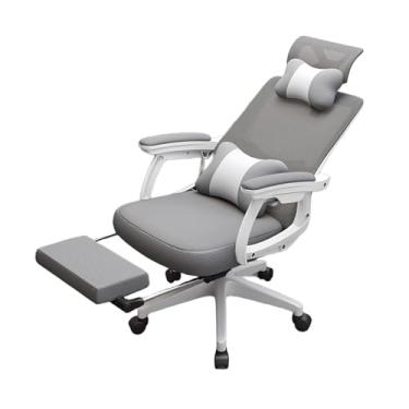 Imagem de Lzyjckh Cadeira de computador de malha respirável Cadeiras de tarefas giratórias com apoio de pé Presidente do escritório ergonômico Para casa, escritório, jogo,Gray