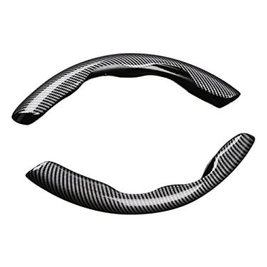 Imagem de Capa de volante de carro, moda fácil instalação universal confortável textura de fibra de carbono ABS capa de volante para mulheres para a maioria dos carros (preto)