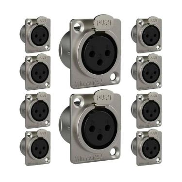 Imagem de Kit 10 Conector XLR Fêmea 3 Polos Wireconex WC1023
